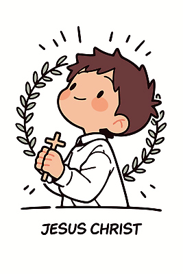 행복 종교 어린이 십자가 일러스트 기념 사랑 믿음 희망 기도 예수 축복 순수 그림 예배 흰옷 신앙생활 월계수 국내일러스트 AI파일 옷 감정 컨셉 사람 신_종교 파일형식 벡터