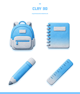 모양 PSD 편집이미지 학생 디자인 교육 컬러 배낭 문구용품 자 학습 연필 3D 공책 도구 오브젝트 점토 클레이아트 편집3D 가방 학용품 필기구 공예 디지털합성 파일형식
