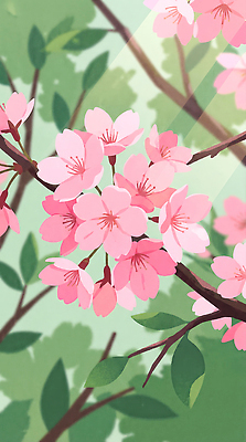 JPG 나무 식물 계절 꽃잎 꽃 분홍색 백그라운드 잎 일러스트 자연 생명 풍경 봄 벚꽃 나뭇가지 뷰티풀 국내일러스트 컬러 생태계 파일형식