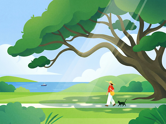 JPG 나무 여유 바다 여행 일러스트 가족 모션 자연 하늘 사람 풍경 잔디 여름 소풍 평화 여름풍경 산책 산책로 개 강아지 그늘 국내일러스트 AI일러스트 AI콘텐츠 식물 계절 감정 길 컨셉 포유류 관계 휴식 반려동물 야외활동 생태계 파일형식 여름_계절
