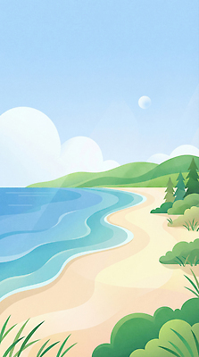 JPG 나무 모래 파도 바다 일러스트 자연 하늘 아침 풍경 잔디 초원 해변 야외 물 여름 파란색 여름풍경 산책 조경 풍경화 국내일러스트 AI일러스트 AI콘텐츠 주간 자연요소 식물 계절 컬러 휴식 그림 생태계 파일형식 여름_계절
