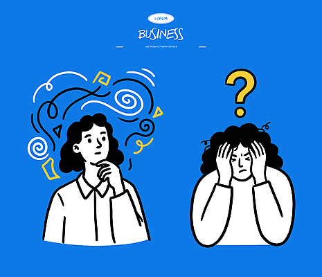 기호 디자인 감정 상징 생각 일러스트 비즈니스 상상 아이디어 사람 표현 작업 고민 장면 문제 해결 창의성 혼란 국내일러스트 AI파일 문자 컨셉 파일형식 벡터