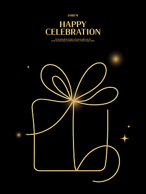 디자인 별 예술 백그라운드 라인일러스트 일러스트 포장 선물 이벤트 그래픽 상자 검은색 기쁨 금색 축하 메시지 모던 단순화된 스타일 국내일러스트 AI파일 자연요소 감정 컬러 컨셉 파일형식 벡터