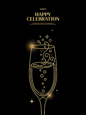 디자인 기념일 감정 음료 예술 백그라운드 라인일러스트 일러스트 잔 대화 이벤트 장식 파티 축제 거품 모임 축하 황금 샴페인 즐거움 순간 특별함 국내일러스트 AI파일 식기 컨셉 주류 말하기 파일형식 벡터