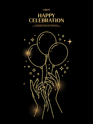 손 기념일 행복 백그라운드 라인일러스트 일러스트 선물 이벤트 장식 파티 축제 기쁨 금색 축하 생일 그림 손모양 축하카드 풍선 국내일러스트 AI파일 모양 감정 컬러 컨셉 카드_감사 신체부위 파일형식 벡터 손_신체부위