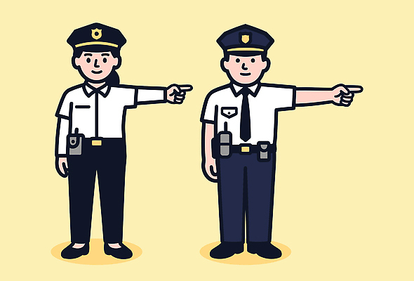 직업 길 유니폼 일러스트 안내 함께함 안전 여러명 정보 가리킴 도시 작업 경찰 지시 서비스 법 여경 역할 의사소통 국내일러스트 AI파일 옷 여자 다수 컨셉 모션 사람 손짓 파일형식 벡터