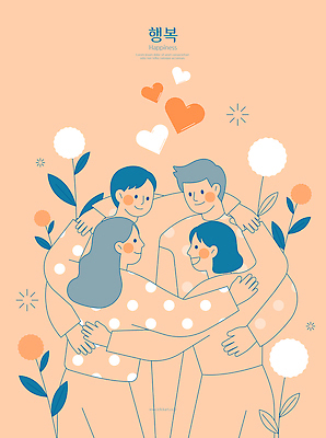 꽃 행복 얼굴 일러스트 가족 모션 포옹 함께함 따뜻함 사랑 미소 여러명 일상 우정 기쁨 마음 소중 그림 소통 순간 동심 국내일러스트 AI파일 식물 감정 다수 컨셉 관계 안기 표정 사람 라이프 신체부위 친구 파일형식 벡터