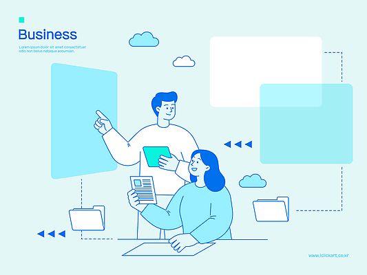 디자인 여자 남자 일러스트 비즈니스 회의 협력 아이디어 직장 그래픽 파란색 태블릿 사무실 디지털 자료 작업 집중 문서 공유 소통 국내일러스트 AI파일 데이터라벨링 컬러 컨셉 회사 사람 전자제품 스마트기기 파일형식 벡터