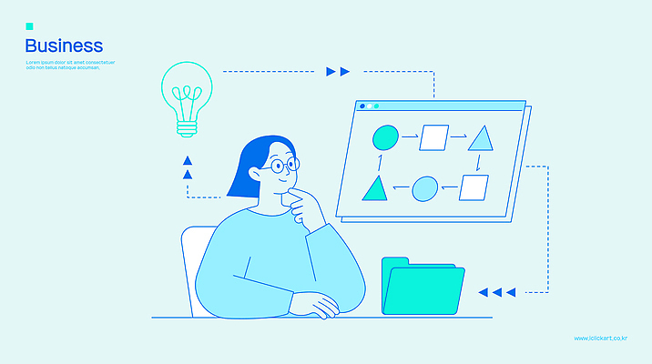 도형 디자인 생각 일러스트 비즈니스 아이디어 실험 사람 그래픽 컴퓨터 사무실 스크린 정보 작업 계획 책상 분석 고민 창의성 브레인스토밍 국내일러스트 AI파일 감정 가구 컨셉 전자제품 파일형식 벡터