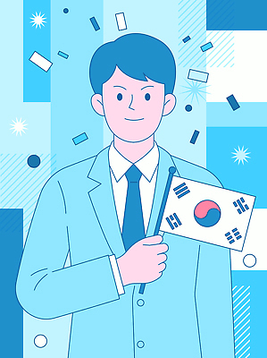 손 디자인 기념일 남자 백그라운드 일러스트 한국 사람 정장 이벤트 장식 세로 파란색 축제 기쁨 흰색 축하 분위기 국기 계획 태극기 삼일절 국내일러스트 AI파일 옷 감정 아시아 컬러 컨셉 신체부위 공휴일 국경일 파일형식 벡터