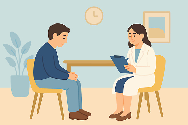 여자 남자 시계 포즈 일러스트 의학 모션 건강 이야기 대화 치료 공간 방 환자 의료진 의사 기록 상담 의사소통 심리치료 정신상담 국내일러스트 AI파일 직업 말하기 사람 심리 파일형식 벡터