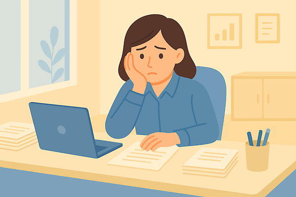 손 여자 감정 생각 의자 일러스트 직장 표정 컴퓨터 사무실 스크린 업무 작업 사무 집중 책상 고민 상담 문서 흥미 정신상담 국내일러스트 AI파일 가구 컨셉 회사 비즈니스 사람 신체부위 치료 전자제품 파일형식 벡터