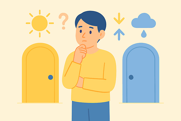 기호 남자 상징 생각 일러스트 태양 문 두개 선택 방향 갈림길 고민 상담 그림 정신상담 국내일러스트 AI파일 자연요소 문자 감정 길 컨셉 2 사람 치료 파일형식 벡터