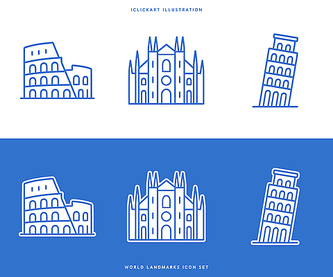 아이콘 건축물 디자인 예술 세계 그림 피사의사탑 콜로세움 모음 편리함 랜드마크 밀라노대성당 특징 스타일 2D아이콘 AI파일 건축 컨셉 성당 이탈리아 세계문화유산 로마 파일형식 벡터