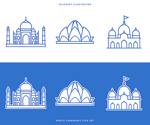아이콘 건축물 디자인 건축 문화 여행 세계 세계여행 인도 기념물 타지마할 랜드마크 2D아이콘 AI파일 아시아 세계문화유산 파일형식 벡터