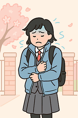 나무 학생 감정 교복 가방 일러스트 학교 모션 날씨 거리 미소 잔디 친구 머리 걷기 봄 추위 벚꽃 팔 긴장 감싸기 환절기 꽃샘추위 국내일러스트 AI파일 식물 잡화 옷 계절 교육 꽃 관계 표정 신체부위 파일형식 벡터