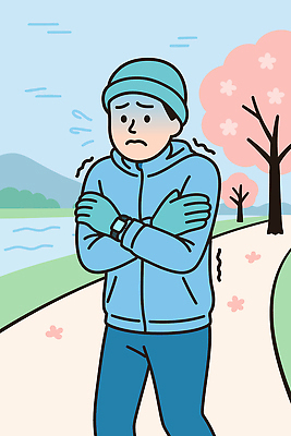 나무 손 남자 꽃 감정 장갑 겨울 일러스트 날씨 사람 풍경 강 걷기 봄 재킷 산책로 추위 외출 환절기 꽃샘추위 국내일러스트 AI파일 식물 잡화 계절 길 모션 신체부위 외투 파일형식 벡터