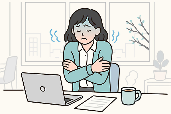 여자 감정 커피 겨울 일러스트 창문 실내 컵 노트북 사무실 봄 추위 도시 작업 집중 책상 일과 팔 긴장 감싸기 환절기 꽃샘추위 국내일러스트 AI파일 식기 계절 음료 가구 컨셉 비즈니스 모션 사람 내부 신체부위 전자제품 파일형식 벡터