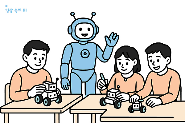 손 디자인 교육 어린이 과학 일러스트 모션 놀이 탁자 협력 기술 친구 학습 장난감 작업 로봇 즐거움 만들기 조립 창의력 상호작용 AI_인공지능 국내일러스트 AI파일 감정 가구 관계 사람 신체부위 파일형식 벡터