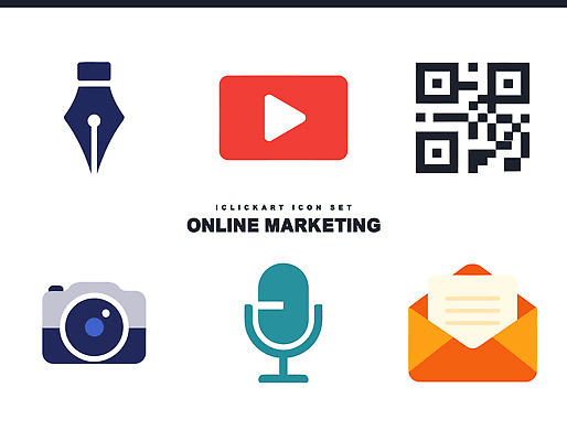 디자인 캠페인 일러스트 그래픽 펜 카메라 이메일 알림 심볼 마이크 온라인 QR코드 마케팅 소셜미디어 콘텐츠 국내일러스트 AI파일 음향기기 전자제품 필기구 파일형식 벡터