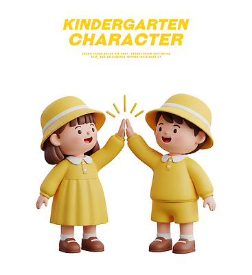 PSD 편집이미지 캐릭터 행복 어린이 교실 모션 놀이 친구 장난감 노란색 유치원 유치원생 만남 인사 즐거움 유치원복 소통 편집3D 옷 교육 감정 컬러 컨셉 학교 관계 사람 3D 예절 파일형식