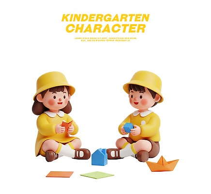 PSD 편집이미지 캐릭터 어린이 모션 놀이 협력 친구 장난감 유치원 유치원생 즐거움 종이접기 만들기 유치원복 색종이 상상력 창의력 편집3D 옷 교육 감정 종이 관계 사람 3D 접기 파일형식