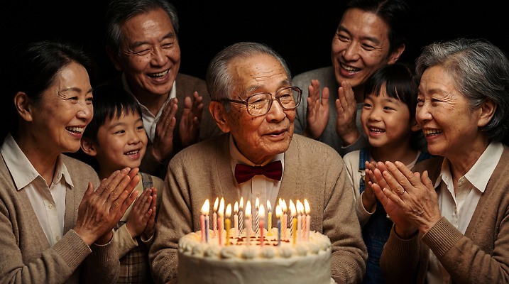 JPG 편집이미지 기념일 할아버지 노년 행복 가족 함께함 사랑 웃음 케이크 만남 축하 시간 생일 환영 의료성형뷰티 편집실사 남자 감정 컨셉 관계 디저트 표정 이벤트 성인 CG 파일형식