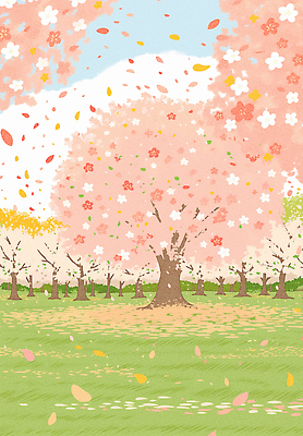 JPG 나무 공원 꽃잎 꽃 컬러 일러스트 자연 하늘 바람 풍경 잔디 정원 일본 봄 벚꽃 나뭇가지 벚나무 꽃구경 만개 뷰티풀 국내일러스트 자연요소 식물 계절 공공시설 아시아 날씨 생태계 파일형식