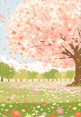 JPG 나무 식물 사계절 공원 꽃잎 꽃 낙엽 일러스트 자연 바람 한국 풍경 초원 초록색 봄 벚꽃 벚나무 떨어짐 나무그늘 국내일러스트 자연요소 계절 공공시설 아시아 컬러 컨셉 잎 날씨 그늘 생태계 파일형식