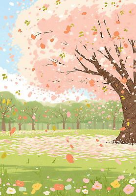 JPG 나무 공원 꽃잎 꽃 컬러 일러스트 자연 바람 풍경 잔디 여러명 일상 새싹 봄 벚꽃 나뭇가지 벚나무 떨어짐 즐거움 만개 국내일러스트 AI일러스트 AI콘텐츠 자연요소 식물 계절 공공시설 감정 다수 컨셉 날씨 사람 라이프 생태계 파일형식