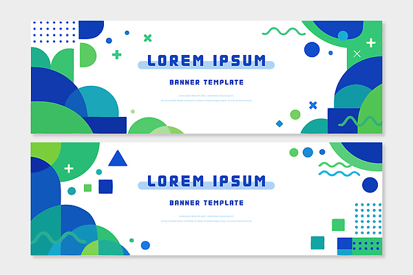 도형 템플릿 디자인 배너 배너템플릿 컬러 추상 그래픽 초록색 파란색 원형 삼각형 정사각형 정리 웹디자인 평면 배너세트 AI파일 무늬 세트 파일형식 벡터