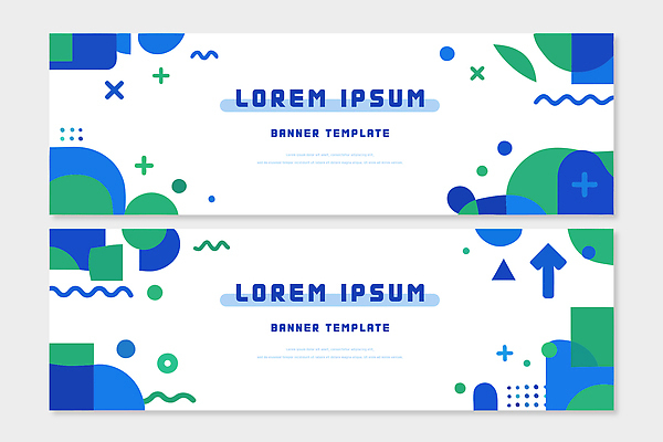 모양 도형 템플릿 디자인 배너 배너템플릿 컬러 백그라운드 패턴 추상 그래픽 초록색 파란색 웹 플랫 알림 단순화된 마케팅 활용 배너세트 AI파일 컨셉 무늬 인터넷 세트 파일형식 벡터