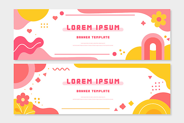 모양 템플릿 디자인 배너 배너템플릿 가로배너 분홍색 컬러 백그라운드 아이디어 그래픽 장식 노란색 현수막 모던 심플 AI파일 컨셉 가로 파일형식 벡터