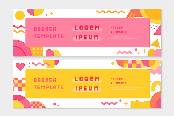 모양 도형 템플릿 디자인 배너 배너템플릿 가로배너 분홍색 컬러 패턴 그래픽 노란색 디지털 웹 현수막 알림 레이아웃 마케팅 예시 AI파일 무늬 인터넷 가로 파일형식 벡터