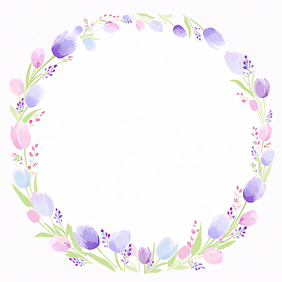 JPG 모양 디자인 꽃 예술 줄기 분홍색 컬러 백그라운드 잎 일러스트 자연 수채화 장식 초록색 보라색 튤립 흰색 화사함 조화 국내일러스트 AI일러스트 AI콘텐츠 식물 컨셉 생태계 파일형식