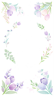 JPG 식물 디자인 꽃 예술 컬러 백그라운드 잎 패턴 일러스트 자연 수채화 프레임 그래픽 장식 보라색 튤립 흰색 부드러움 조화 창의성 스타일 국내일러스트 무늬 감각 생태계 파일형식