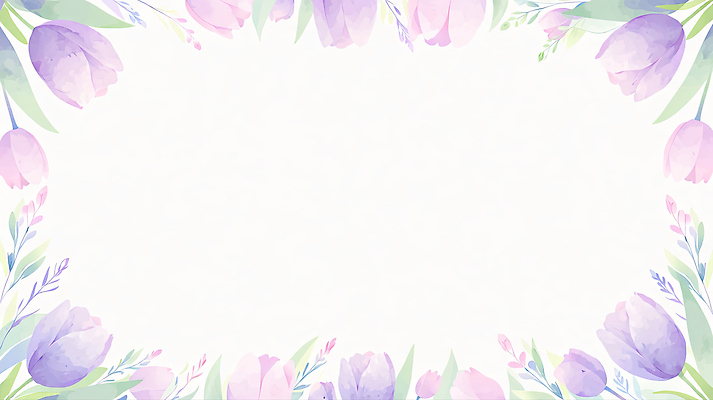 JPG 식물 디자인 꽃 예술 컬러 백그라운드 패턴 일러스트 자연 수채화 프레임 이벤트 장식 보라색 공간 튤립 흰색 제조 초대장 뷰티풀 창의성 벡터 국내일러스트 AI일러스트 AI콘텐츠 무늬 카드_감사 생태계 파일형식