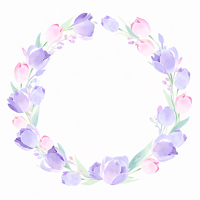 JPG 식물 디자인 꽃 예술 컬러 꽃다발 백그라운드 일러스트 자연 수채화 장식 보라색 화환 물감 봄 튤립 원형 배열 초대장 화사함 조화 국내일러스트 도형 계절 컨셉 카드_감사 미술도구 생태계 파일형식