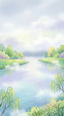 JPG 나무 계절 일러스트 자연 하늘 풍경 초원 초록색 물 여름 강 반사 흐름 물방울 봄비 수면 변화 숲 차분 국내일러스트 AI일러스트 AI콘텐츠 자연요소 식물 컬러 컨셉 봄 비_날씨 생태계 파일형식