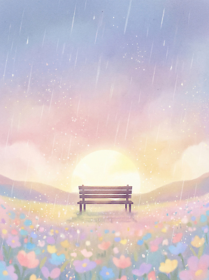 JPG 감정 여유 컬러 꽃밭 벤치 일러스트 자연 산 풍경 여름 태양 평화 일출 노을 정원 공간 물방울 봄비 뷰티풀 영감 국내일러스트 AI일러스트 AI콘텐츠 자연요소 계절 꽃 컨셉 의자 봄 비_날씨 생태계 파일형식