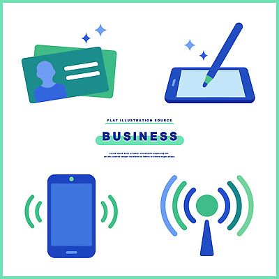 모양 디자인 일러스트 비즈니스 통신 설계 기술 그래픽 초록색 파란색 스마트폰 사무실 환경 자료 장비 정보 작업 문서 소통 신분증 창의성 국내일러스트 AI파일 컬러 컨셉 핸드폰 스마트기기 증명서 파일형식 벡터