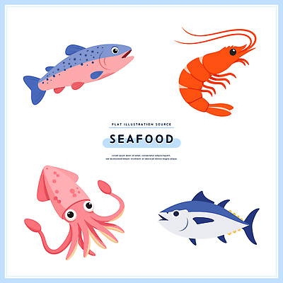 음식 바다 일러스트 식재료 새우 어류 어업 요리 수중동물 해산물 오징어 먹거리 창작 국내일러스트 AI파일 동물 산업 연체동물 갑각류 파일형식 벡터