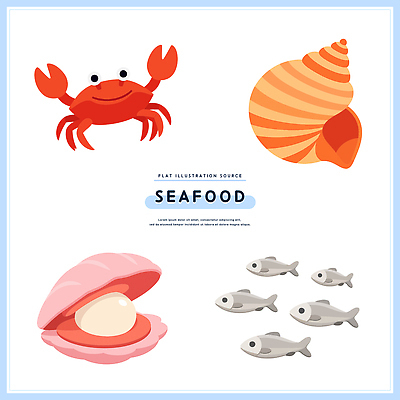 음식 바다 일러스트 조개 생물 어류 어업 수중동물 게 해양식물 해산물 그림 수족관 국내일러스트 AI파일 동물 산업 어패류 갑각류 수중식물 파일형식 벡터
