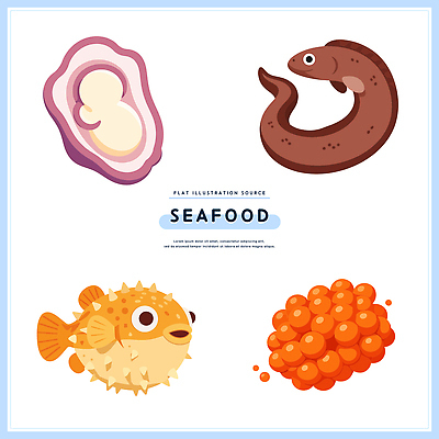 음식 바다 일러스트 식재료 어패류 건강 종류 요리 식사 수중동물 해물요리 복어 맛 장어 해산물 오징어 생선알 국내일러스트 AI파일 동물 컨셉 연체동물 어류 알 파일형식 벡터