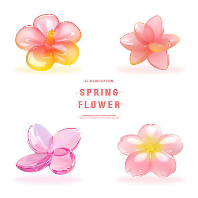 모양 PSD 편집이미지 디자인 꽃잎 꽃 예술 분홍색 컬러 봄꽃 그래픽 노란색 3D 디지털 봄 그림 뷰티풀 편집3D 식물 계절 디지털합성 파일형식