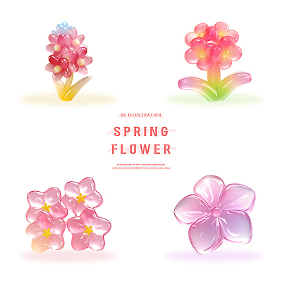 모양 PSD 식물 편집이미지 디자인 컬러 봄꽃 모형 표현 플라스틱 그림 장면 뷰티풀 편집3D 꽃 재질 3D 봄 파일형식