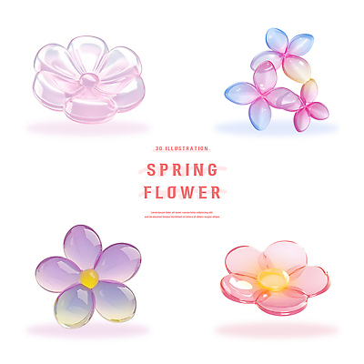 모양 PSD 편집이미지 디자인 꽃 컬러 봄꽃 아이디어 그래픽 장식 3D 봄 투명 그림 뷰티풀 편집3D 식물 계절 컨셉 디지털합성 파일형식