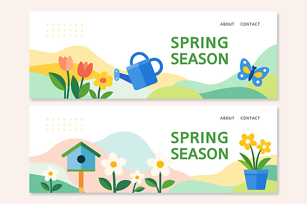 모양 식물 템플릿 디자인 배너템플릿 계절 가로배너 꽃 컬러 나비 자연 그래픽 정원 봄 물뿌리개 튤립 이사 수선화 배너세트 AI파일 배너 곤충 가로 세트 생태계 파일형식 벡터