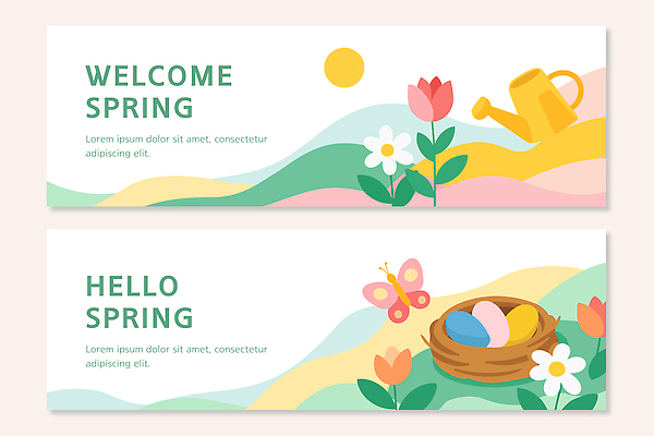 나무 템플릿 배너템플릿 가로배너 꽃 컬러 나비 조류 그래픽 알 봄 도구 둥지 전단 환영 물뿌리기 생동감 배너세트 AI파일 식물 동물 배너 계절 곤충 모션 가로 세트 홍보물 파일형식 벡터
