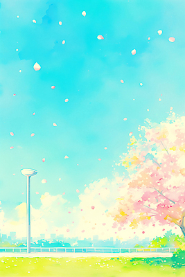 JPG 나무 계절 공원 꽃잎 꽃 길 컬러 가로등 일러스트 자연 밝음 풍경 일상 소풍 봄 도시 벚나무 떨어짐 오후 국내일러스트 AI일러스트 AI콘텐츠 식물 공공시설 컨셉 라이프 야외활동 벚꽃 생태계 파일형식